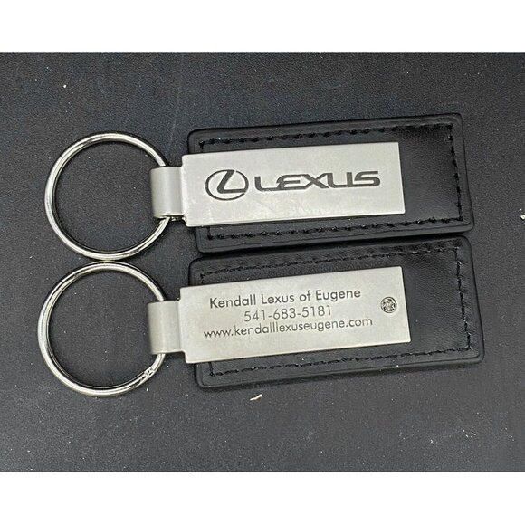 LEXUS OEM Black & Brown Leather Key Chain Rings Set Dealer Eugene OR Lot 2 - Picture 1 of 8